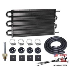 Transmission Oil Cooler Kit, Aluminium alloy Radiator with 5/16" 6 Pass Black