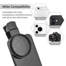 52mm Cpl Polarizer Clip-on Lens for Iphone  Smartphones Anti Glare Hd