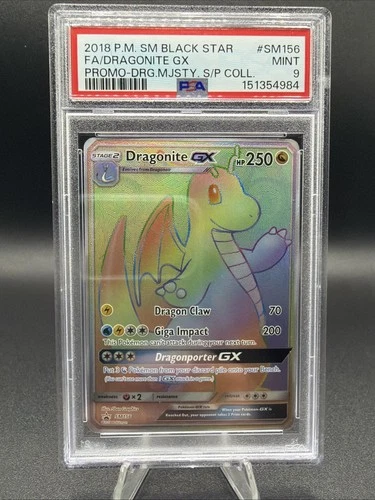 2018 POKEMON SM BLACK STAR PROMO #SM156 FULL ART/DRAGONITE GX PSA 9