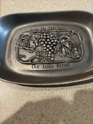 Silver Pewter Give Us This Day  Our Daily Bread Tray 6  x 9  USA
