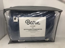 Bare Home Reversible Comforter Queen Grand Dark Blue/Grey
