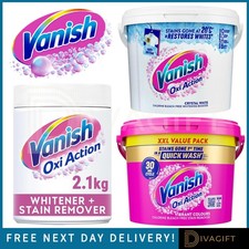 VANISH OXI ACTION FABRIC LAUNDRY STAIN REMOVER POWDER PINK CRYSTAL WHITE 2.4KG