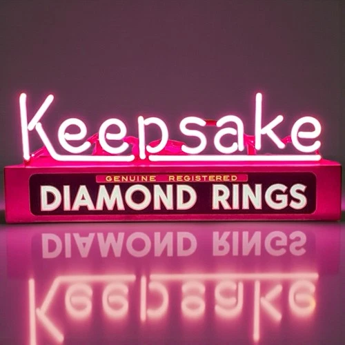 Vintage Keepsake Diamond Rings Lighted Neon Sign Jewelry Store Advertising NY