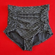 UNIQUE VINTAGE MONROE BIKINI NAVY/white HIGH WAISTED BOTTOM SIZE XL A422