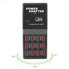 Multi 12 Port USB Charging Station Hub Power Adapter Power Strip Phone Charger 