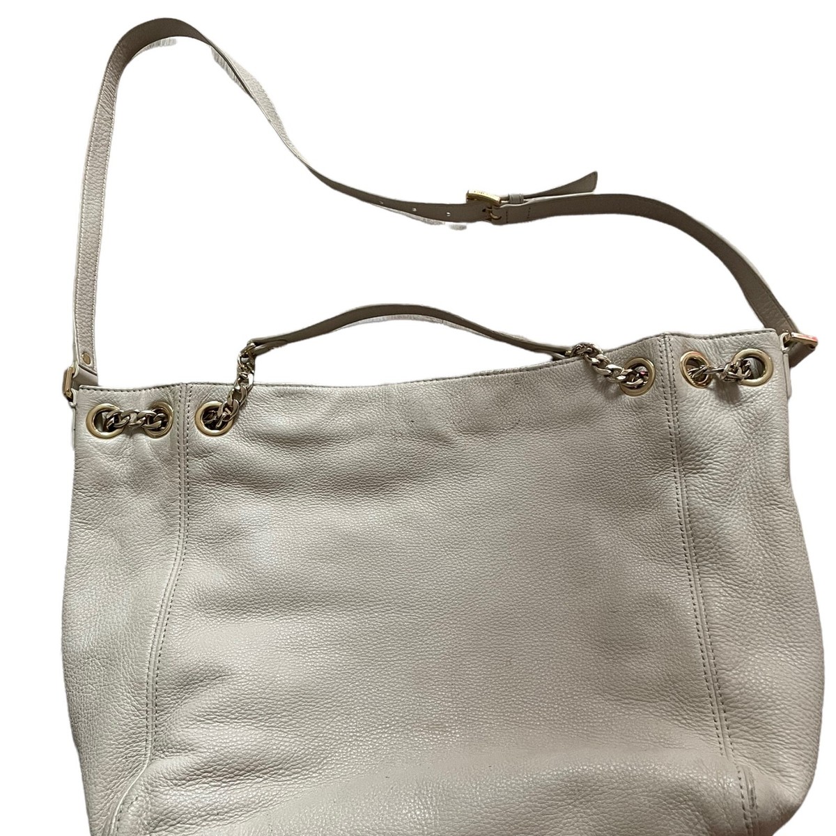 Michael Kors Womens Beige Leather Adjustable Strap Crossbody