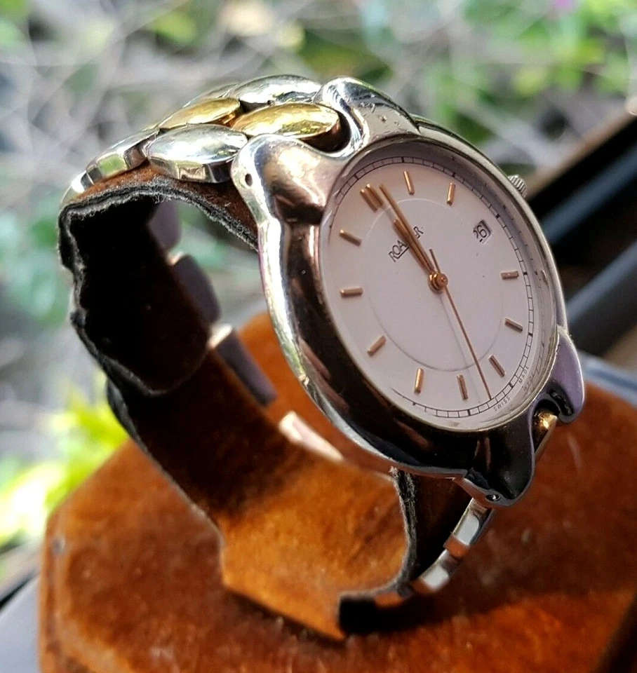 Vintage Swiss Roamer Quartz Watch - 18k GP Dress Watch Foto 3 de 4