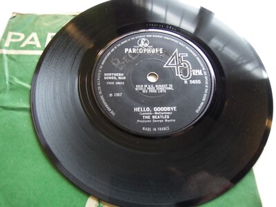 THE BEATLES 45 ' HELLO GOODBYE / I AM THE WALRUS ' MADE IN FRANCE / SOLD IN U.K.