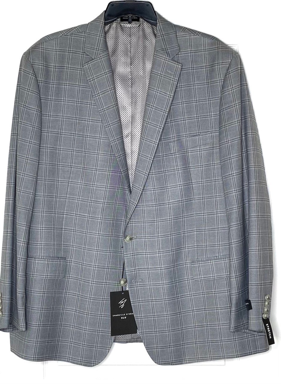 Шакил ОНил, серо-синий клетчатый блейзер, спортивный костюм, пальто, куртка, длина 52L, XLG, НОВИНКА