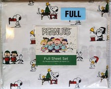 Peanuts Snoopy  Woodstock Christmas Full Sheet Set In White