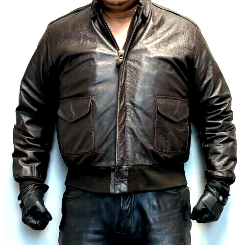 USA-made U.S. Army Brown Leather USN A2 Bomber Jacke size Large | eBay