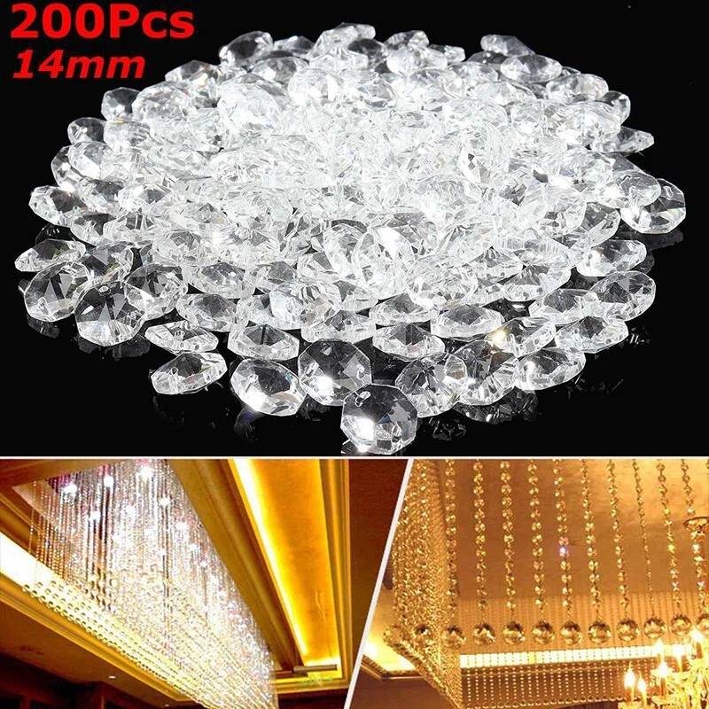 200Pcs Ghirlanda Diamante Trasparente Acrilico Cristallo Perlina Tendine Sposa - Immagine 4 di 4