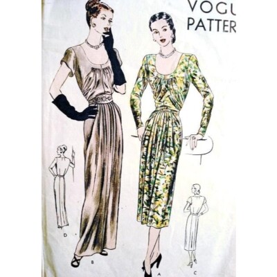 1940s EVENING Gown Or Day Dress Pattern Vogue 6095 Vintage Sewing Pattern |  eBay