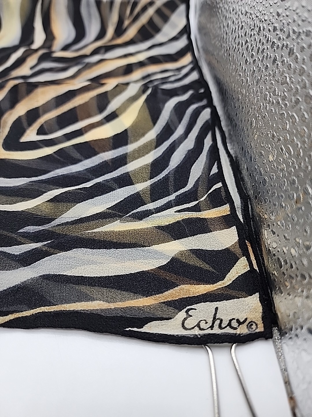 Vintage Scarf Signed Echo Rectangular Animal Prin… - image 11