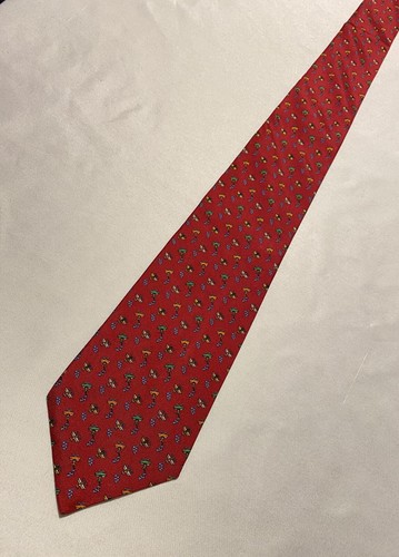 Salvatore Ferragamo Red Planes Monogram Men's Necktie 100% Silk Made In Italy - Picture 2 of 14