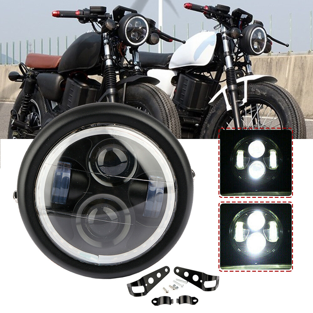 Phare LED Moto 5,75 Pouces Avec Supports - 3 Modes (route, Croisement, Diurne), IP67 étanche, Compatible Harley, Yamaha, Honda, Etc.