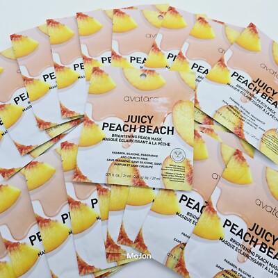 Lot Of 15 Avatara Juicy Peach Beach BRIGHTENING Sheet Masks