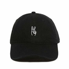 Peace Sign Baseball Cap Embroidered Cotton Adjustable Dad Hat