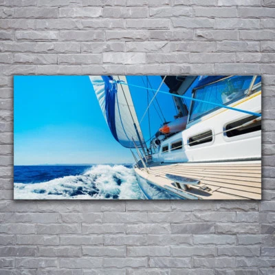 Tulup Tableau sur verre Image Impression 120x60 Bateau