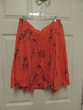 NEW Old Navy Rayon Orange Peach Lined Elastic Waist Floral Skirt Size MEDIUM