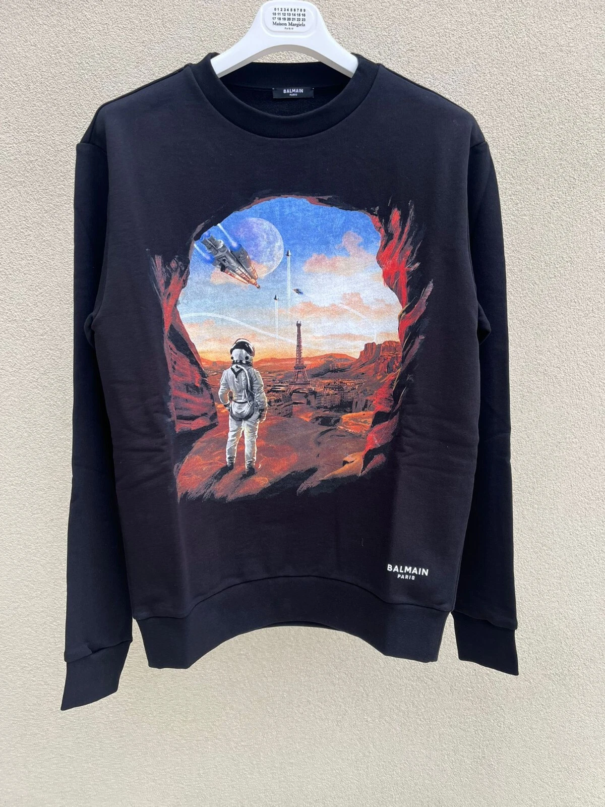 Balmain — Balmain , Eiffel Tower Space Astronaut Sweater in Black , BNWT M