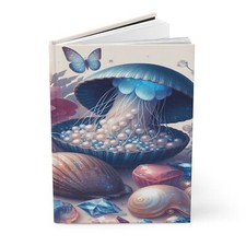Hardcover Journal  Notebook  Lined pages  Gems of the Sea  Blue Clam