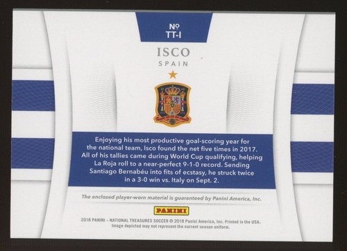2018 Panini National Treasures Soccer Isco Tremendous Patch 74/99 - Picture 2 of 2