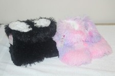 Justice Girls Multicolor Faux Fur Cozy Bootie Gripper Slippers Size 13-4 NWOB