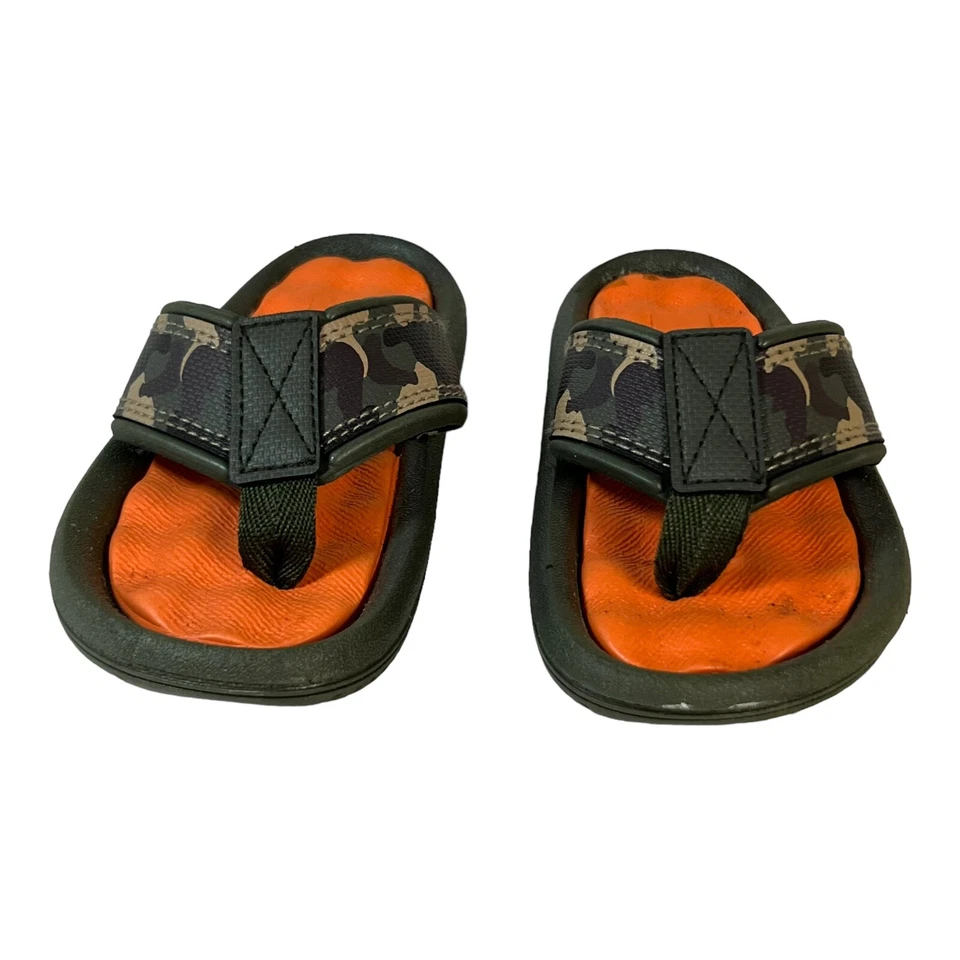 Summer Hunter Orange Camouflage Flip Flops Camo Kids Boys Girls 10-11 - Image 3 of 4