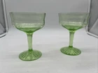 Vintage Anchor Hocking Circle Green Champagne Sherbert Depression Uranium Glass