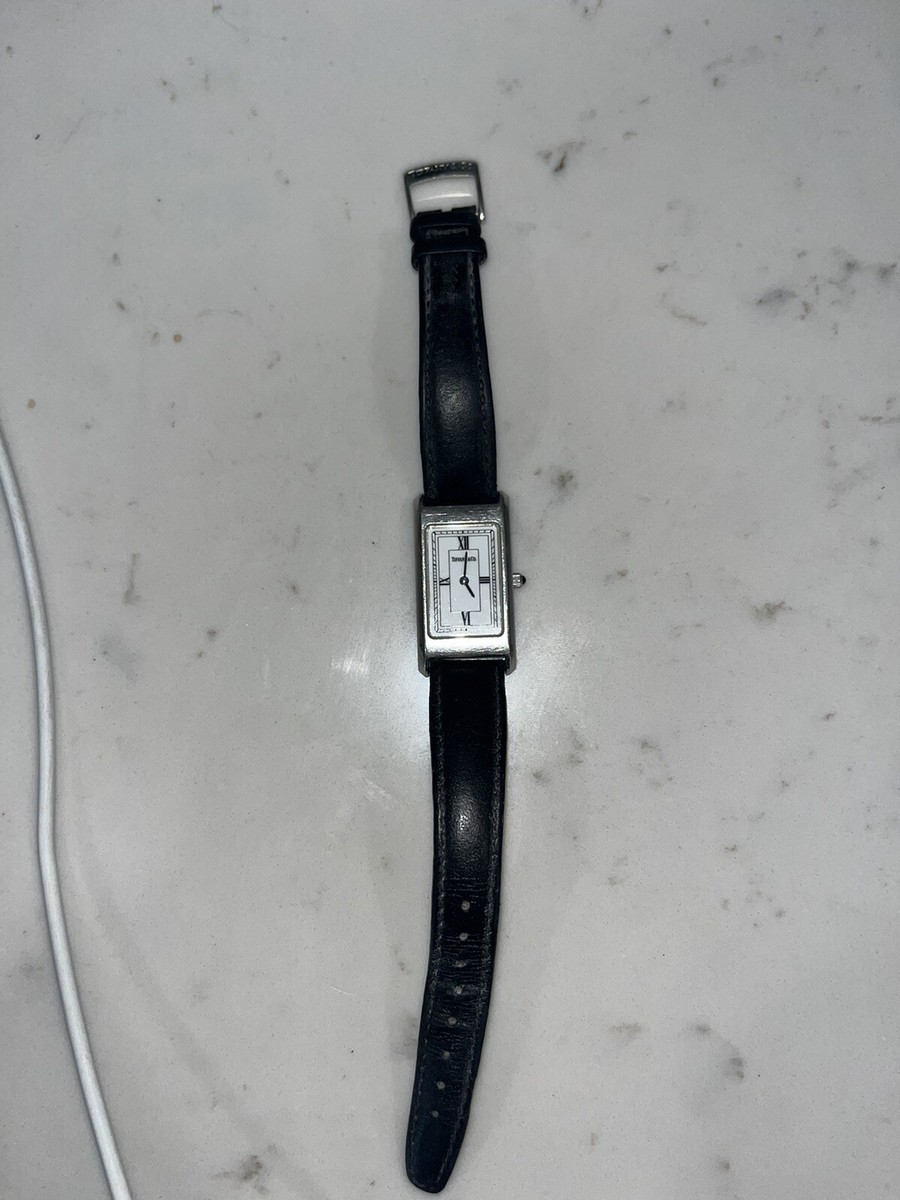 Vintage 1996 Tiffany & Co Black Leather Watch Rectangular  display picture 1