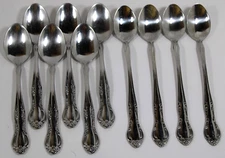 10 Pce JC Penny COOKS Bella Stainless Steel Teaspoons & Iced Tea Spoons