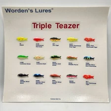 Yakima Bait Co Wordens Lures Triple Teazer Show Sales Display Board Fishing