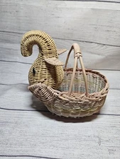 Vintage ELEPHANT Wicker Basket w/ Handle - Pastel Colors - Nursery Decor