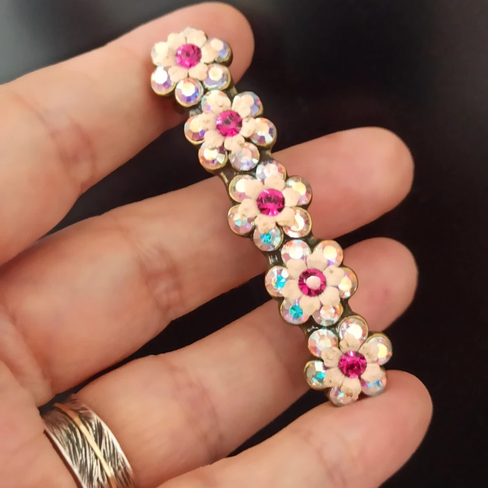 Pinza de pelo Michal Negrin rosa aurora boreal flores con caja de cristales de Swarovski Foto 2 de 4