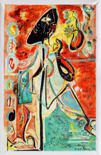 Pollock Style Large Canvas Hand Painted Oil Paintings - 30X48 Moon Woman 1942