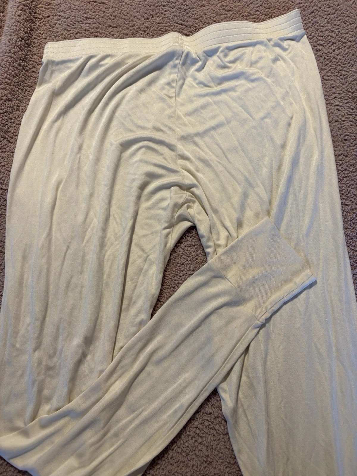 Lands End 100% Silk Thermal Base Layer Leggings Pants Women’s XL 18-20 Ivory