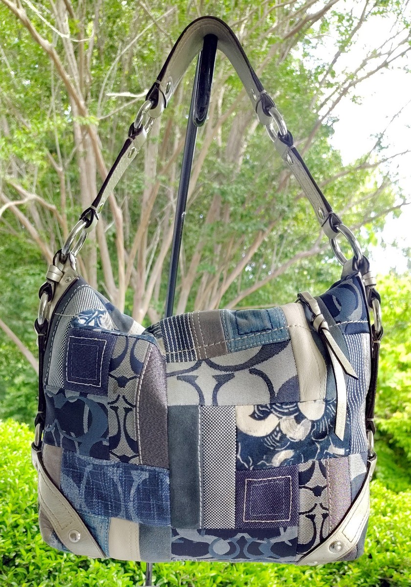 Coach Vintage MEDIUM F13720 Carly Denim Signature C/Leather/ Suede