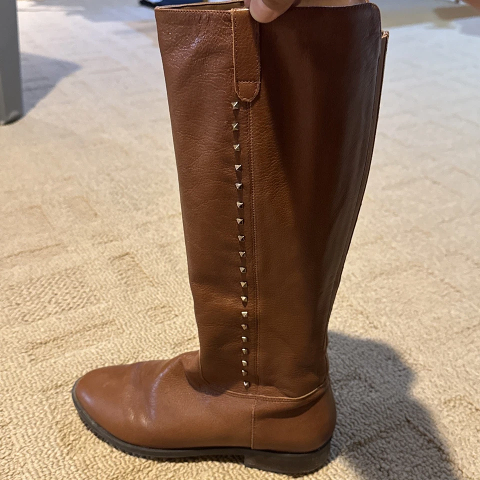 Marc Fisher Women's Riding Boots Brown Leather, Round Toe, Side Zip, Size 9.5M - Image 3 of 4