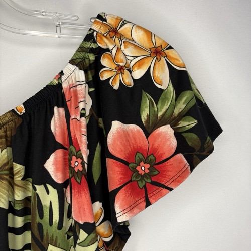 Vintage Eclipse Women’s Tropical Print Scoop Neck Flirty Top Size Small - Picture 3 of 18