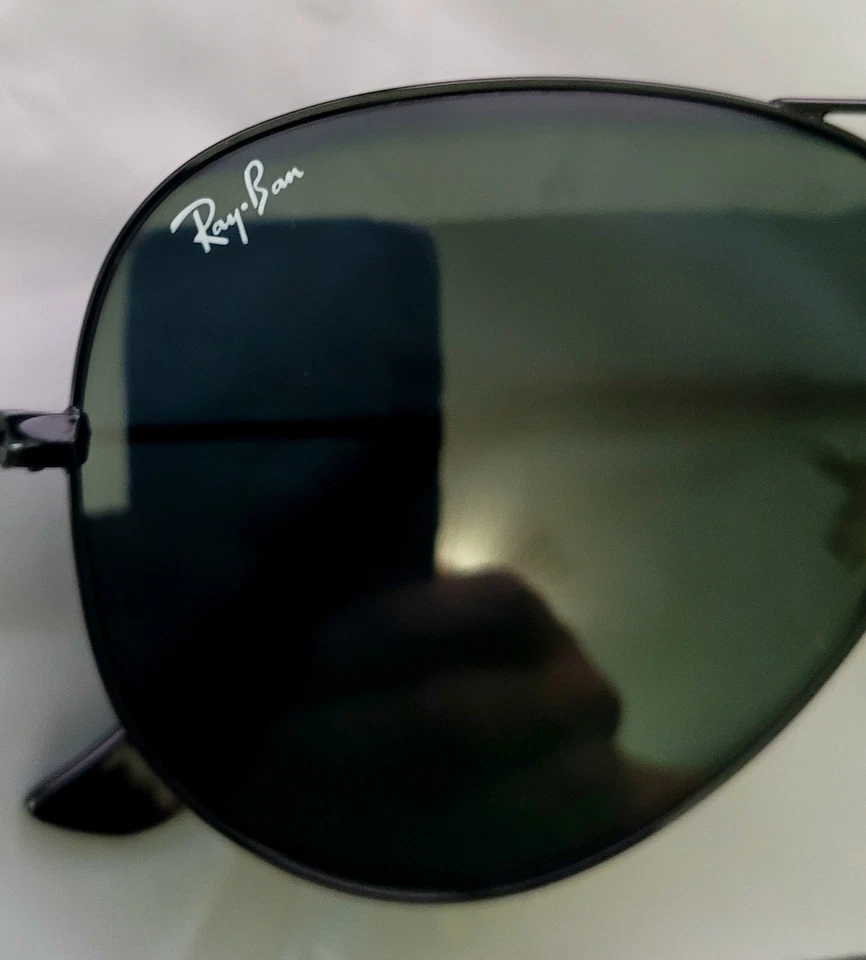 Never Worn Ray Ban 58x135mm 3025 Aviator Sunglasses Blk-Blk - Image 4 of 4