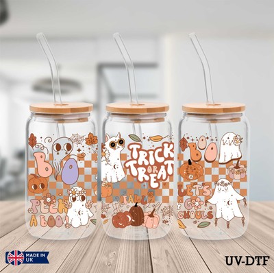 Spooky Halloween UV DTF Aufkleber - 16oz Libbey Dose Glasfolie yd477