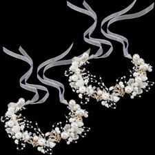 Xierdio 2 Pcs Flower Girl Headpiece - Rhinestone 1 Count Pack of 2 , White
