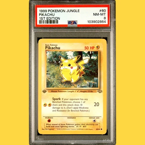 1999 PIKACHU #60 /64 1st Edition PSA 8 Pokemon Card Game
