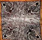 Zebra Scarf Op Art 1965-75 MCM Animals Conservation Satin Acetate 29 x 30"  EXC