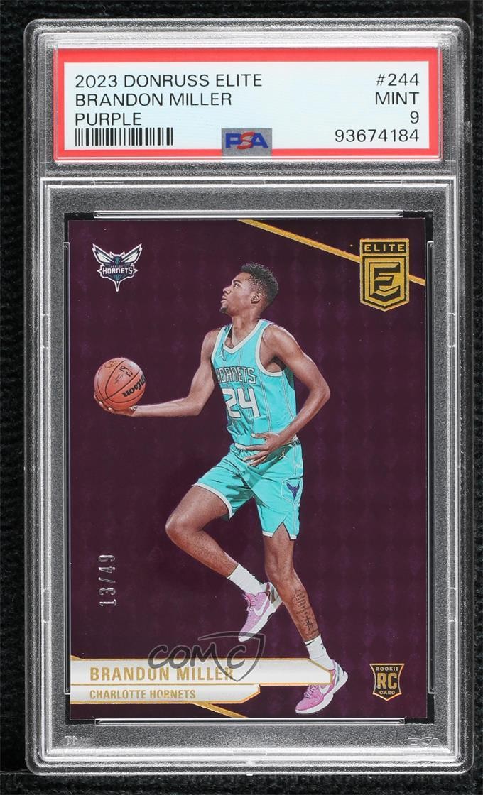 2023-24 Donruss Elite Rookies Purple 13/49 Brandon Miller #244 PSA 9 MINT 0xh3
