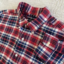 Vintage 90s Polo Ralph Lauren The Big Shirt Oxford Men's XL Plaid Preppy OCBD