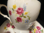 QUEEN ANNE TEA CUP & SAUCER PINK FLOWERS BONE CHINA MADE IN ENGLAND — photo 3