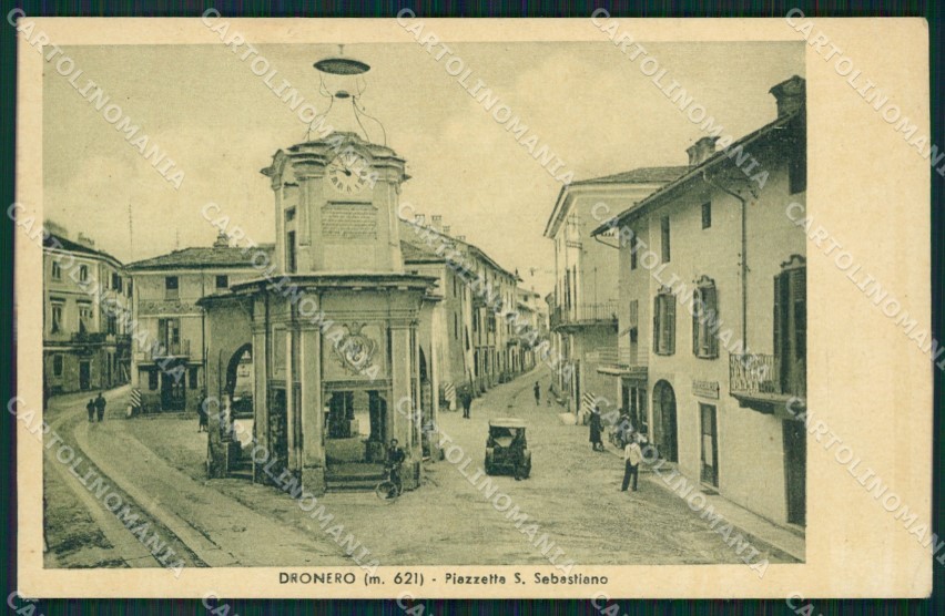 Cuneo Dronero Piazzetta San Sebastiano cartolina MT5932