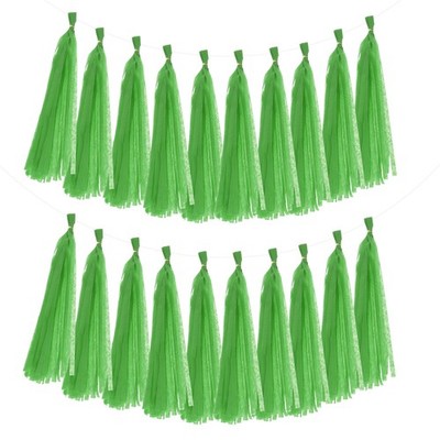 20 Stück hellgrüne Quasten Girlande 14,6 x 9,4 Zoll Krepppapier für Banner